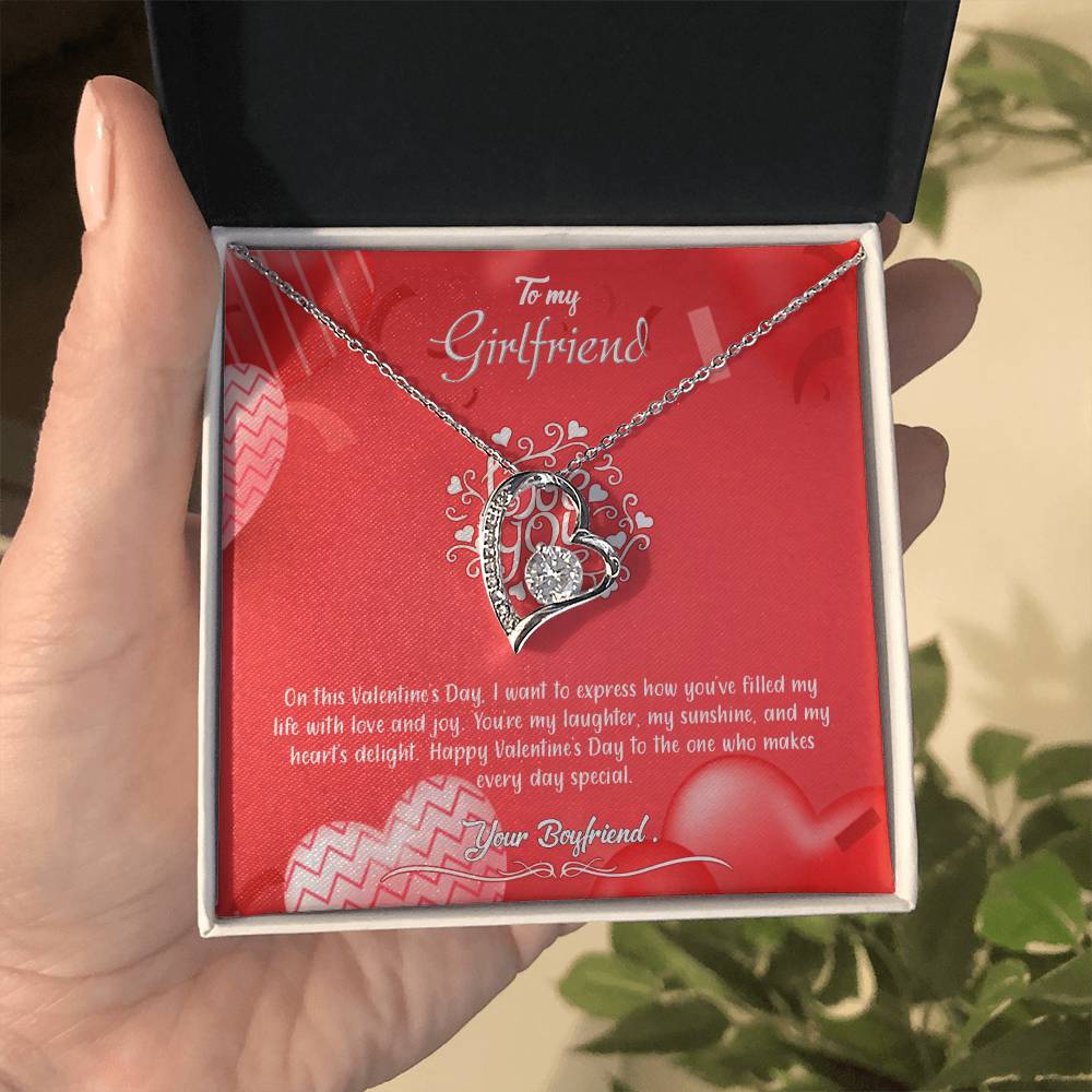 valentine-4c Forever Love Necklace, Gift to my Girlfriend with Beautiful Message Card