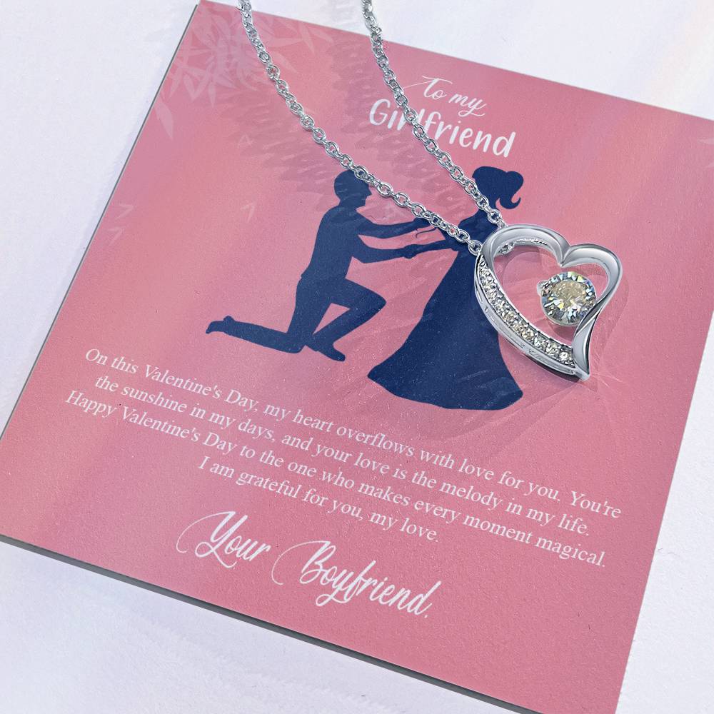 valentine-2c Forever Love Necklace, Gift to my Girlfriend with Beautiful Message Card