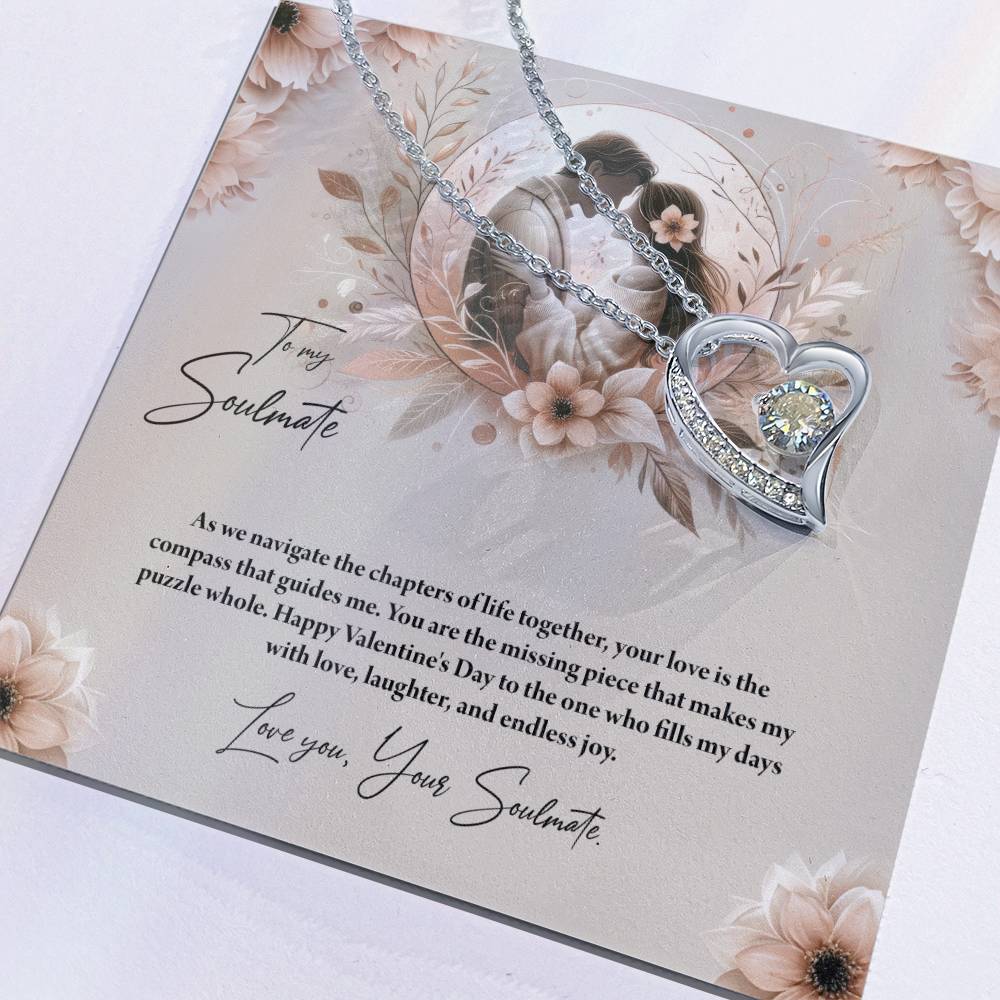 Valentine-st27b Forever Love Necklace, Gift to My Soulmate with Beautiful Message Card