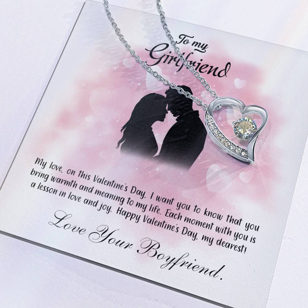 valentine-5c Forever Love Necklace, Gift to my Girlfriend with Beautiful Message Card