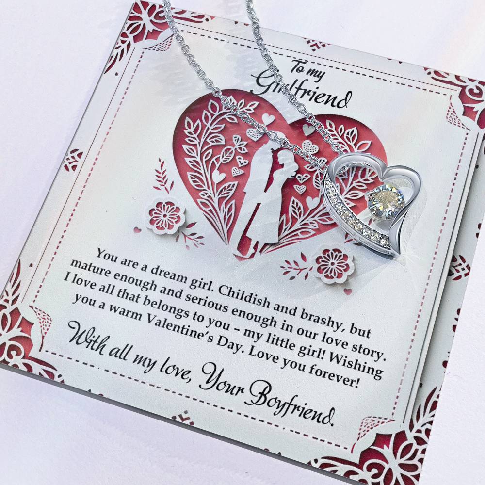 Valentine-st16c Forever Love Necklace, Gift to my Girlfriend with Beautiful Message Card