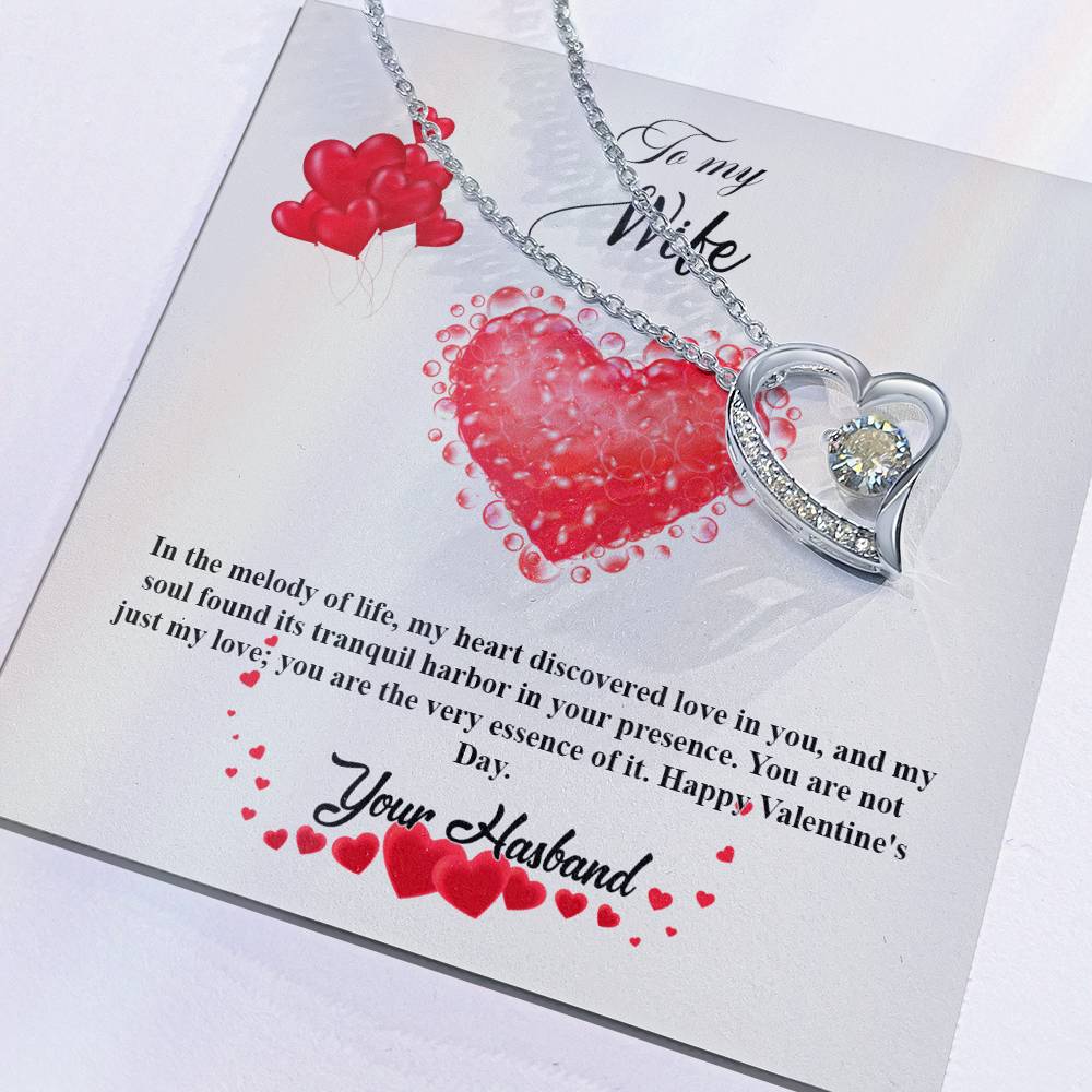 valentine-20a Forever Love Necklace, Gift to my Wife with Beautiful Message Card