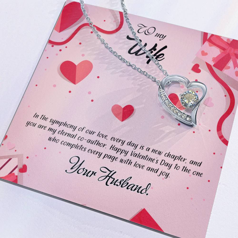 valentine-15a Forever Love Necklace, Gift to my Wife with Beautiful Message Card