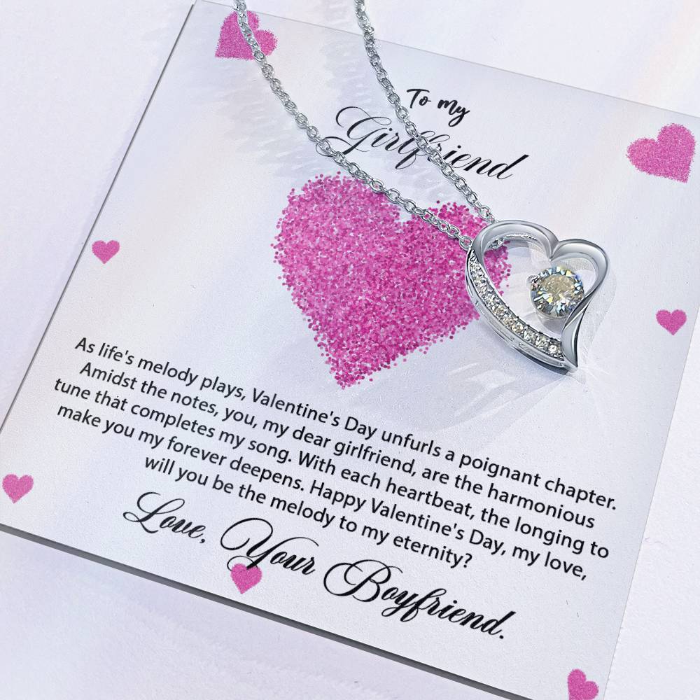 valentine-8c Forever Love Necklace, Gift to my Girlfriend with Beautiful Message Card