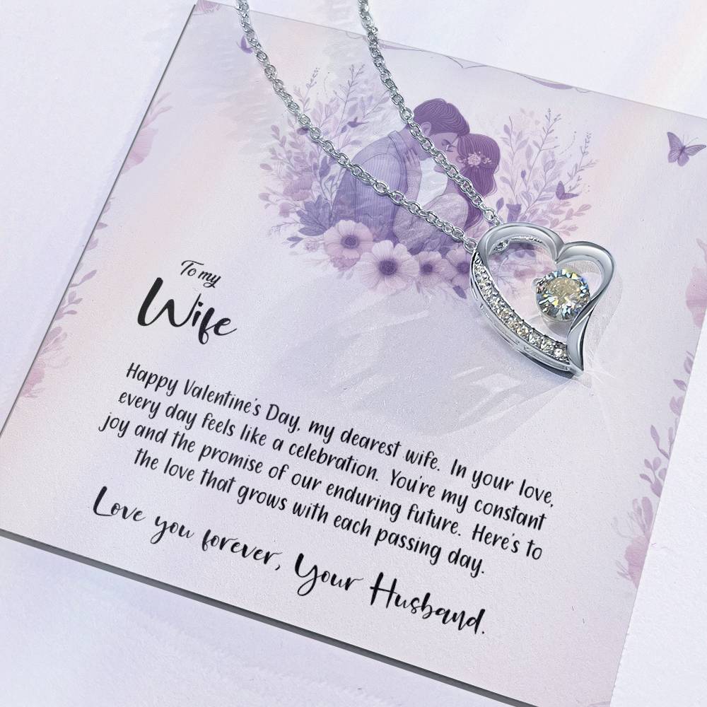 Valentine-st14a Forever Love Necklace, Gift to my Wife with Beautiful Message Card