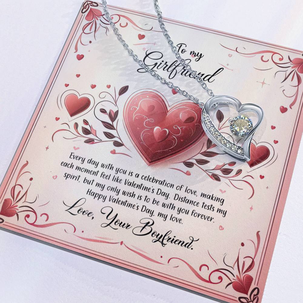 Valentine-st12c Forever Love Necklace, Gift to my Girlfriend with Beautiful Message Card