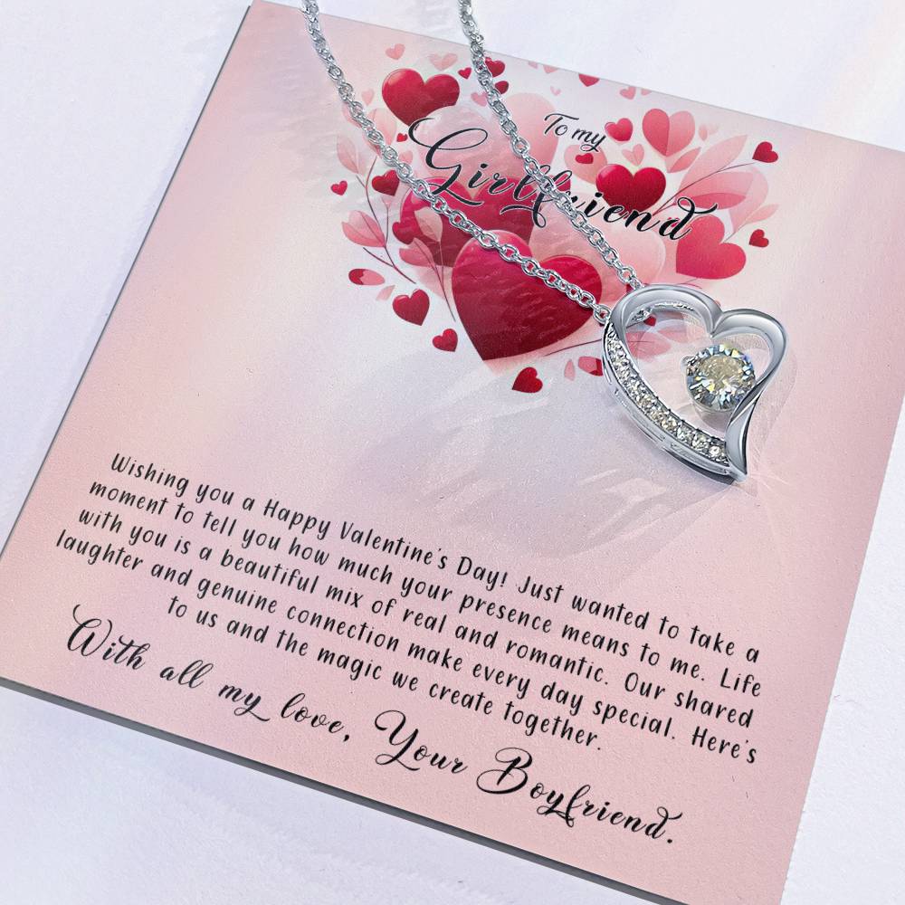 Valentine-st8c Forever Love Necklace, Gift to my Girlfriend with Beautiful Message Card