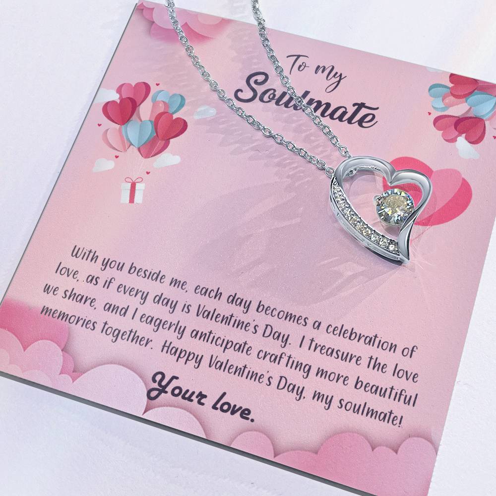 valentine-28b Forever Love Necklace, Gift to My Soulmate with Beautiful Message Card