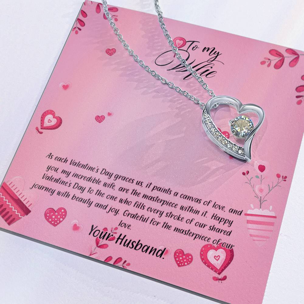 valentine-16a Forever Love Necklace, Gift to my Wife with Beautiful Message Card