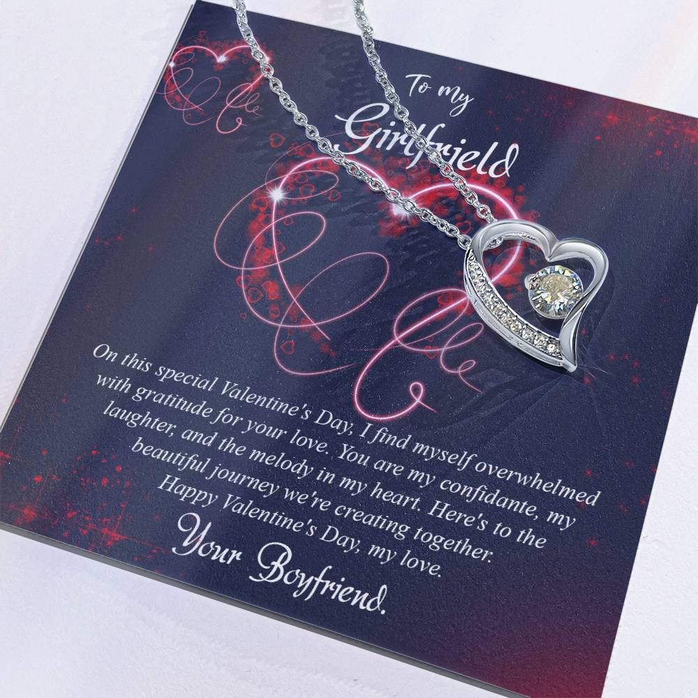 valentine-7c Forever Love Necklace, Gift to my Girlfriend with Beautiful Message Card