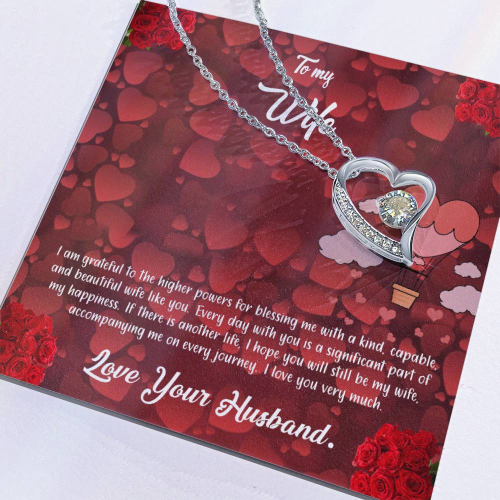 valentine-27a Forever Love Necklace, Gift to my Wife with Beautiful Message Card