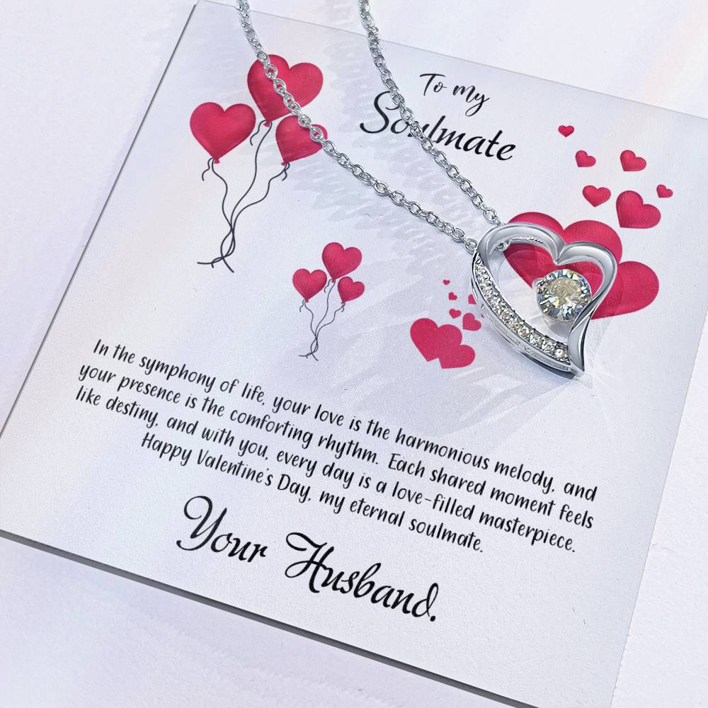 valentine-11b Forever Love Necklace, Gift to My Soulmate with Beautiful Message Card