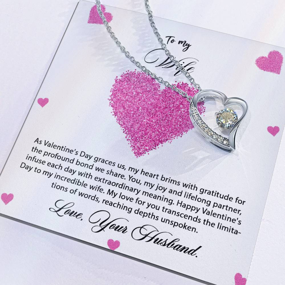 valentine-8a Forever Love Necklace, Gift to my Wife with Beautiful Message Card