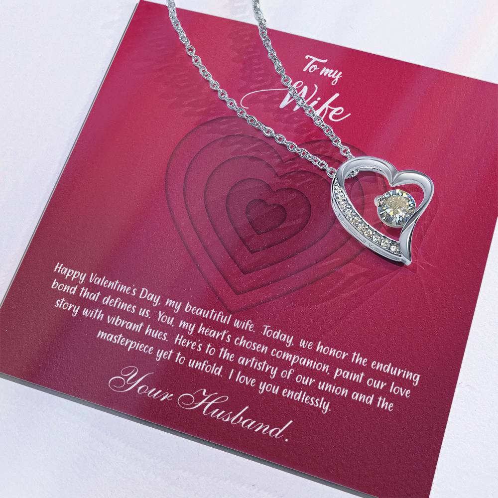 valentine-9a Forever Love Necklace, Gift to my Wife with Beautiful Message Card