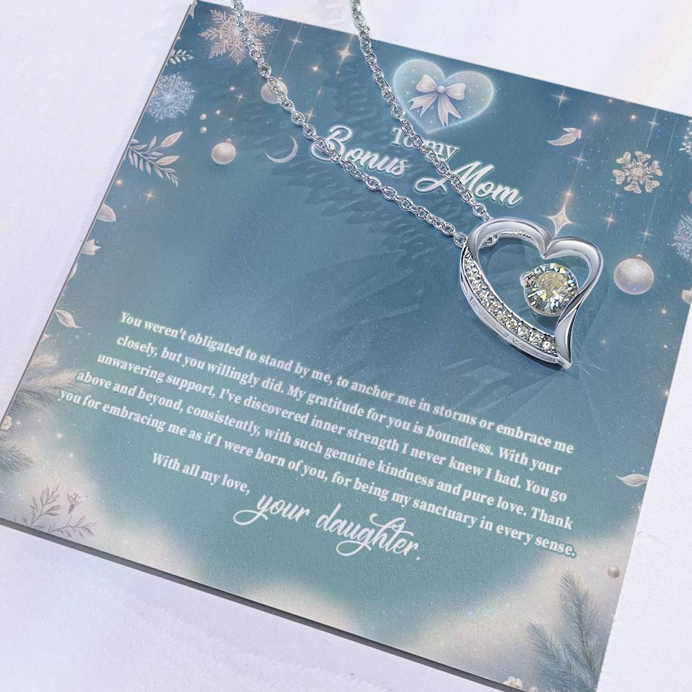 4045 (a) Forever Love Necklace, Gift to my Stepmom with Beautiful Message Card