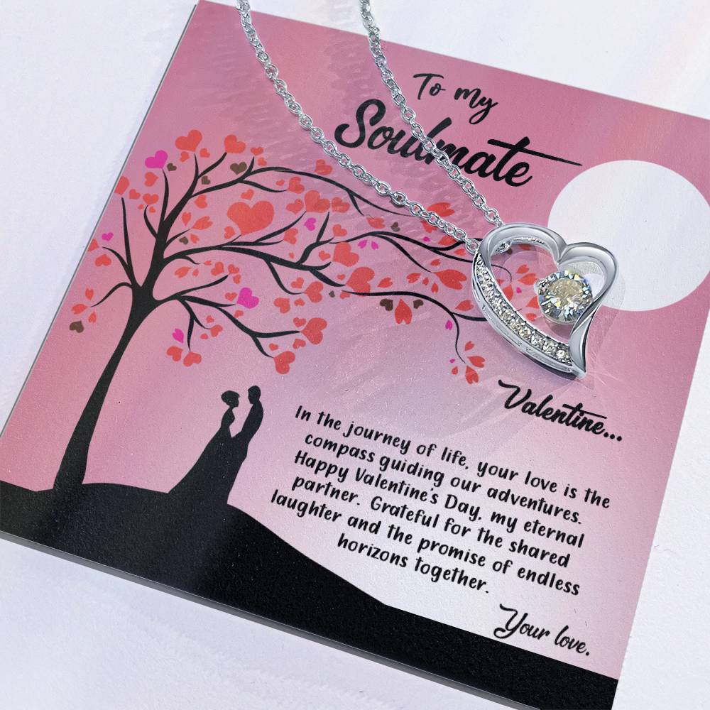 valentine-13b Forever Love Necklace, Gift to My Soulmate with Beautiful Message Card