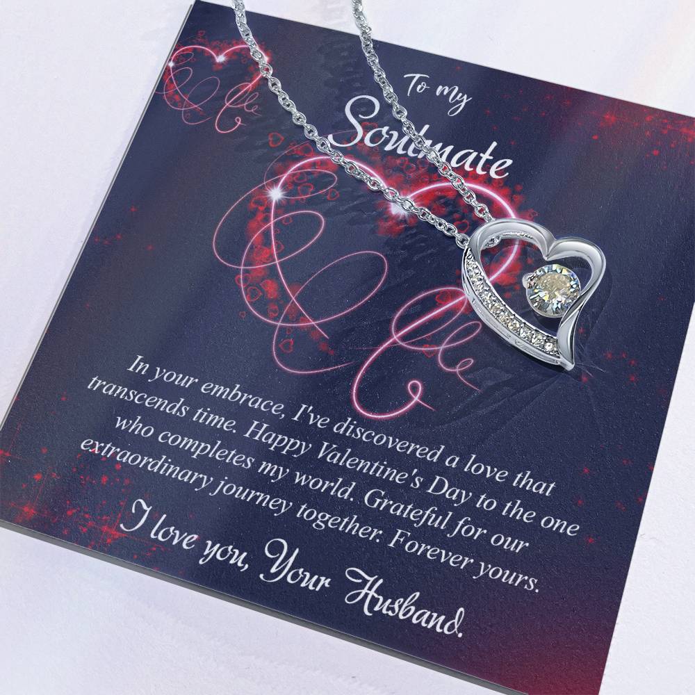 valentine-7b Forever Love Necklace, Gift to My Soulmate with Beautiful Message Card