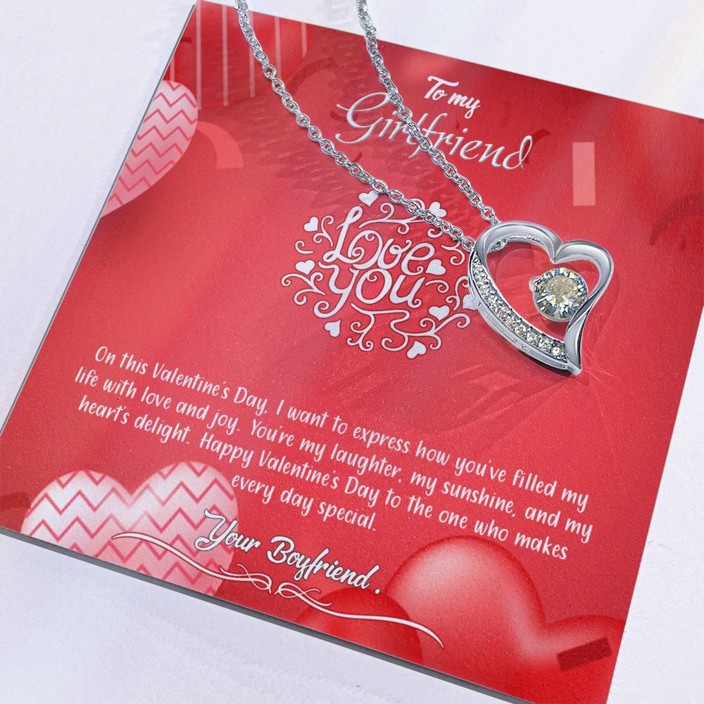 valentine-4c Forever Love Necklace, Gift to my Girlfriend with Beautiful Message Card