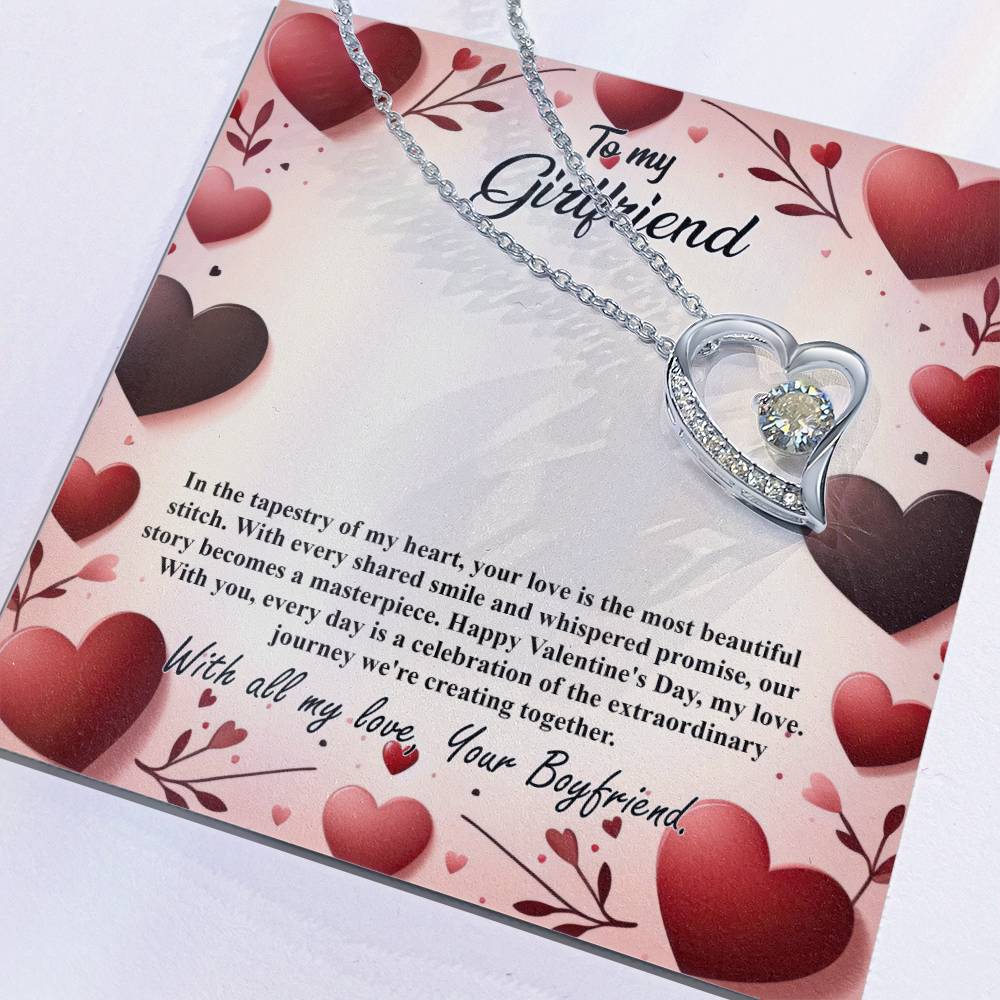 Valentine-st7c Forever Love Necklace, Gift to my Girlfriend with Beautiful Message Card