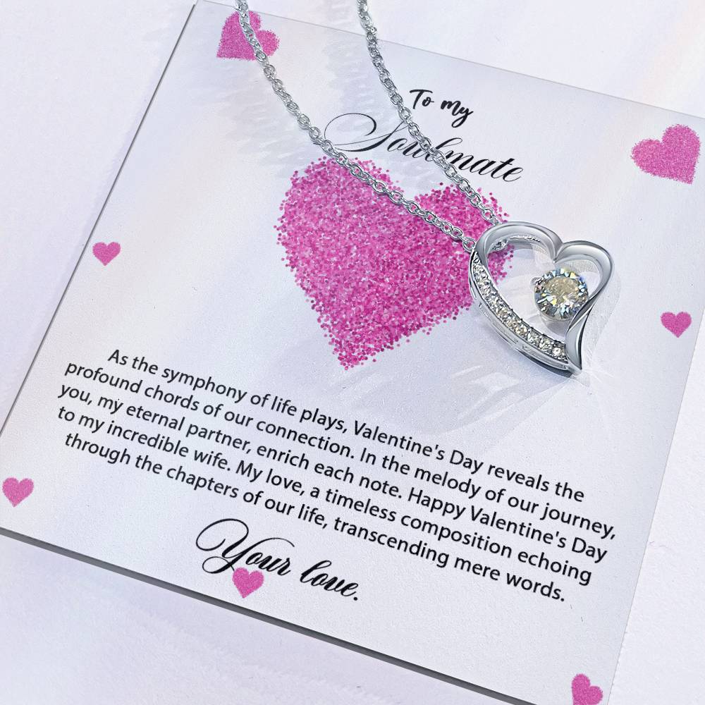 valentine-8b Forever Love Necklace, Gift to My Soulmate with Beautiful Message Card