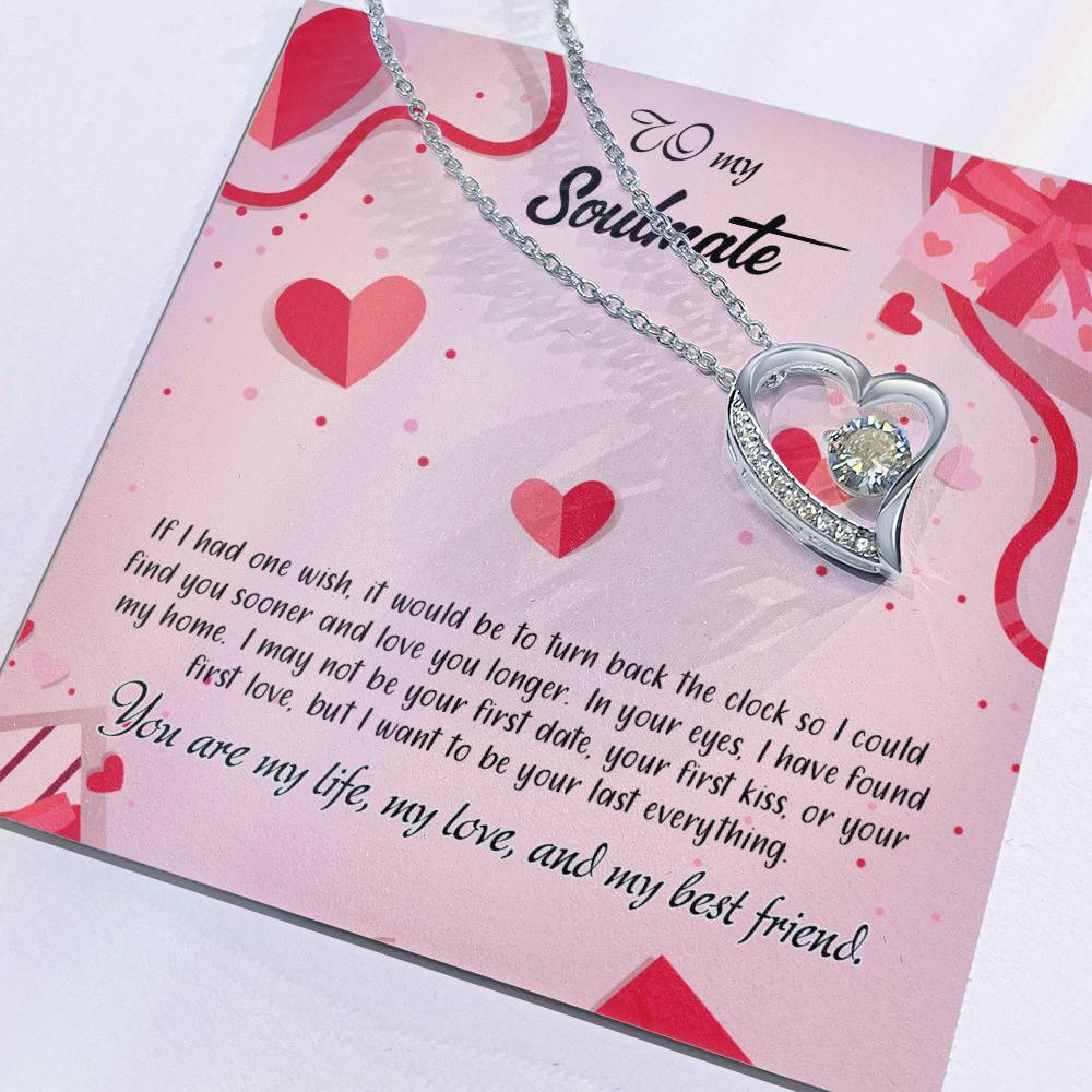 valentine-15b Forever Love Necklace, Gift to My Soulmate with Beautiful Message Card