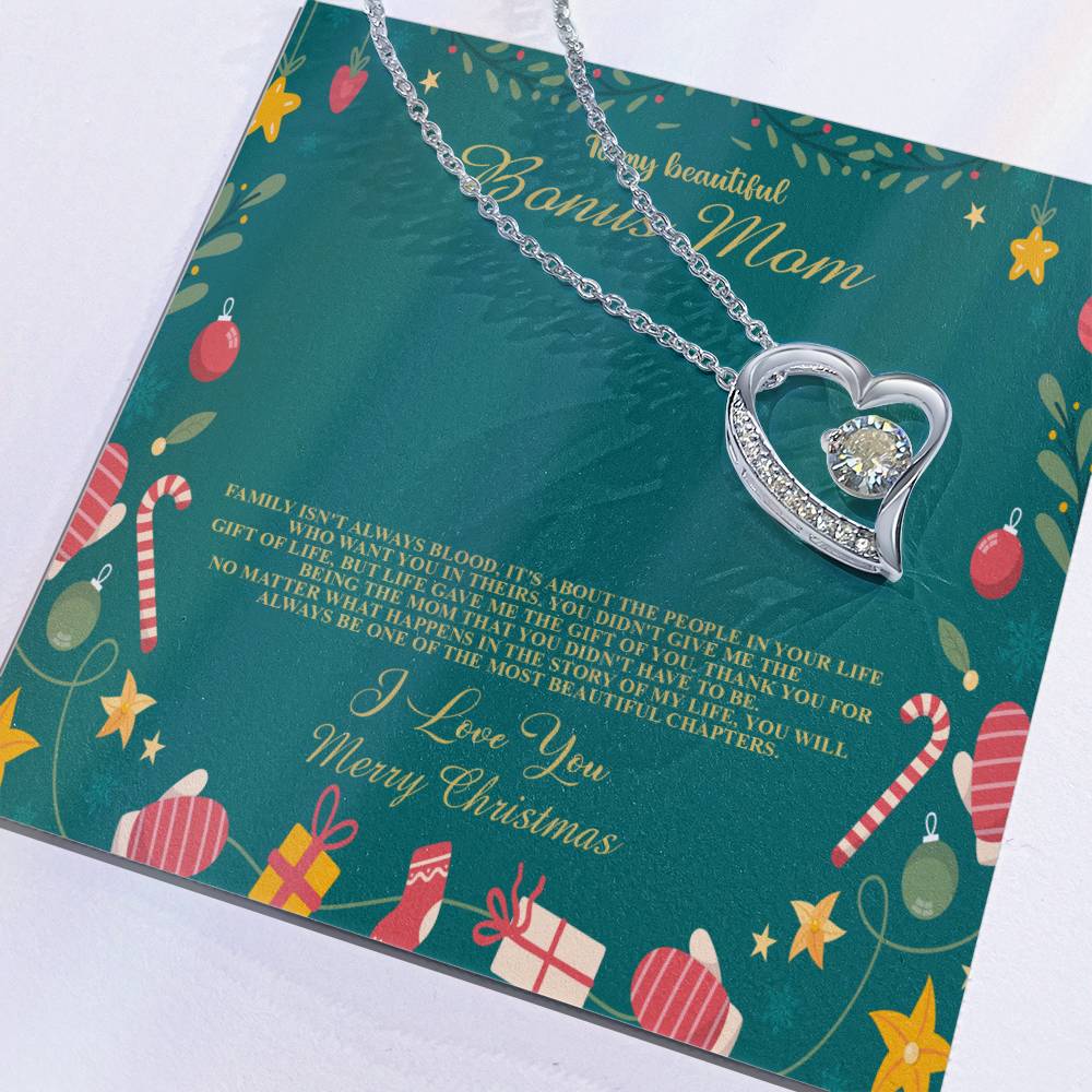 94098c Forever Love Necklace, Gift to my Stepmom with Beautiful Message Card