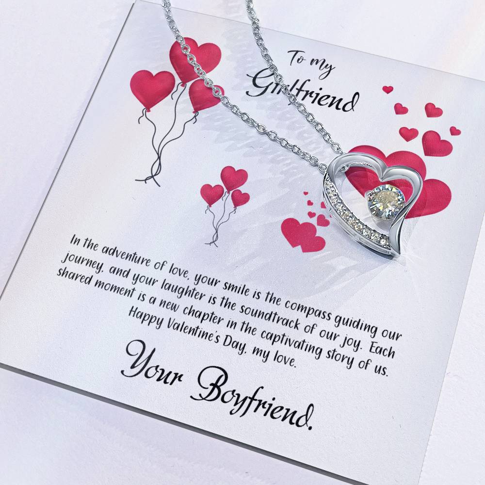 valentine-11c Forever Love Necklace, Gift to my Girlfriend with Beautiful Message Card