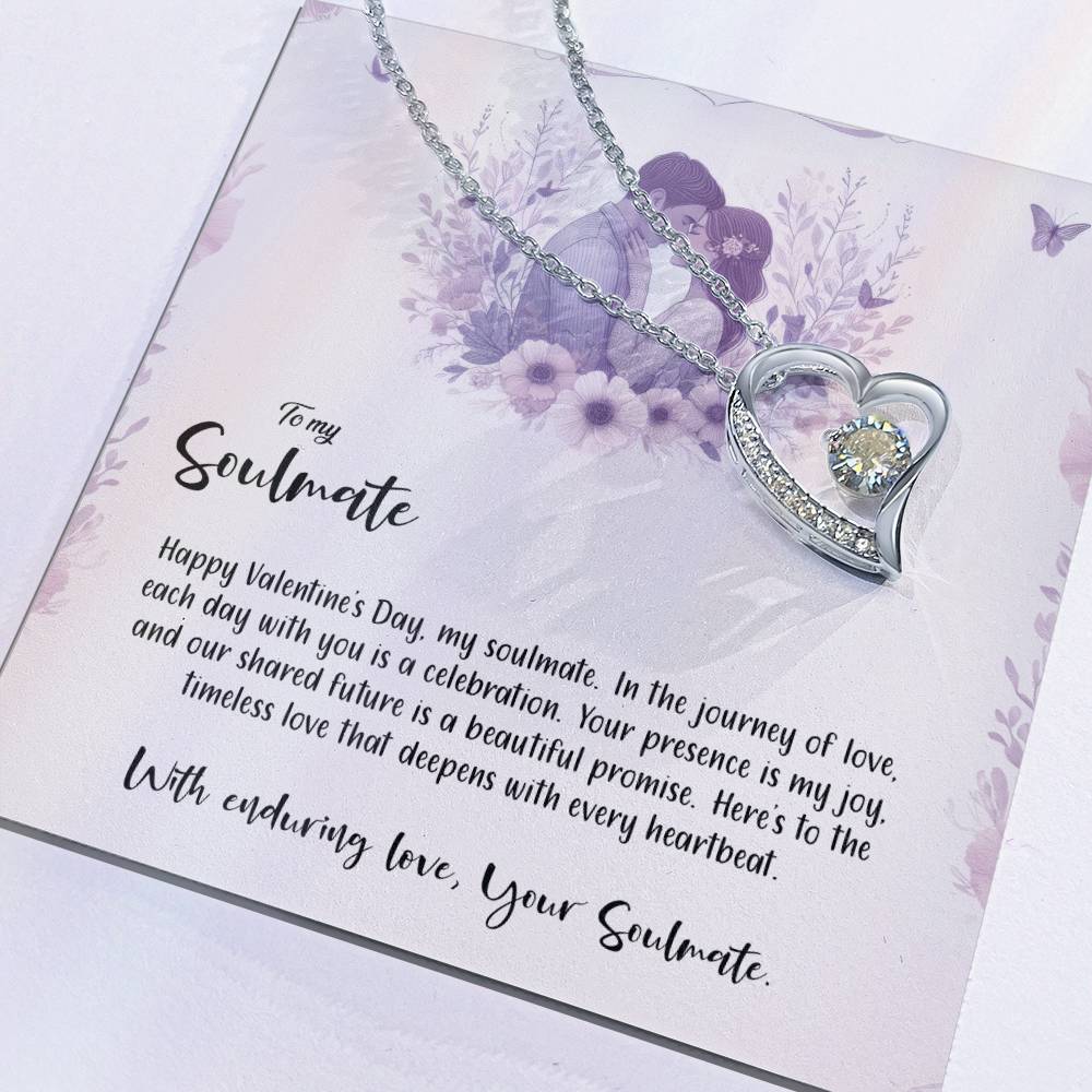 Valentine-st14b Forever Love Necklace, Gift to My Soulmate with Beautiful Message Card