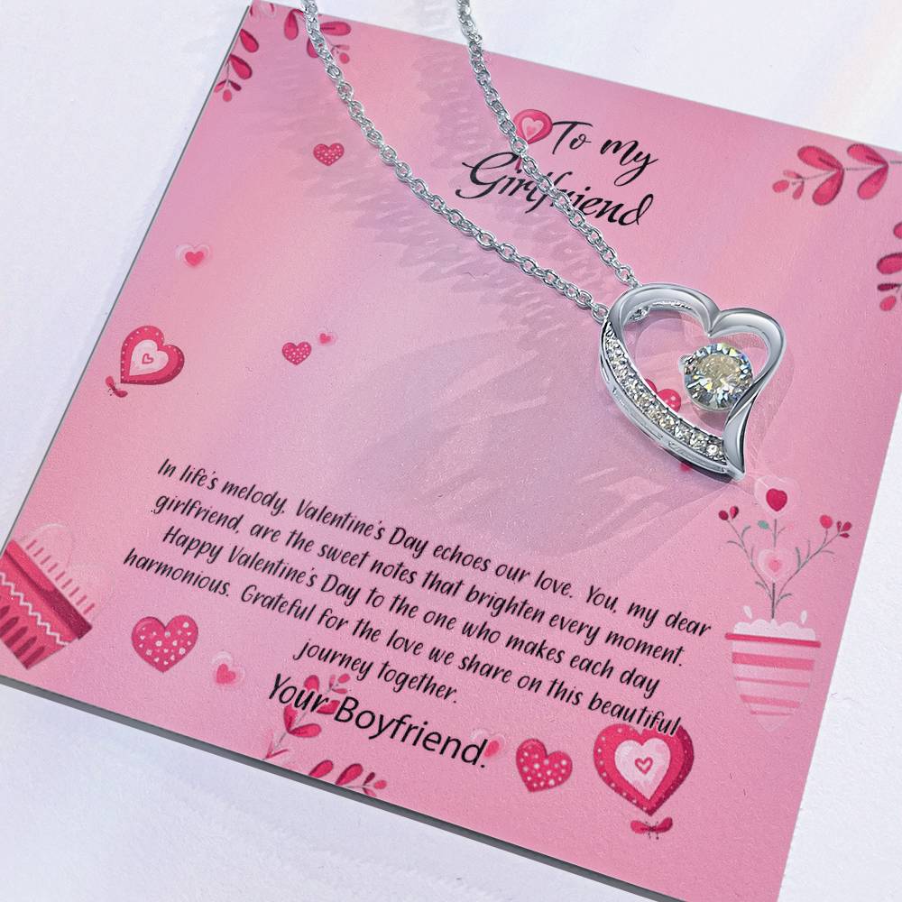 valentine-16c Forever Love Necklace, Gift to my Girlfriend with Beautiful Message Card