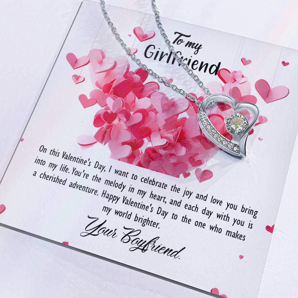 valentine-26c Forever Love Necklace, Gift to my Girlfriend with Beautiful Message Card