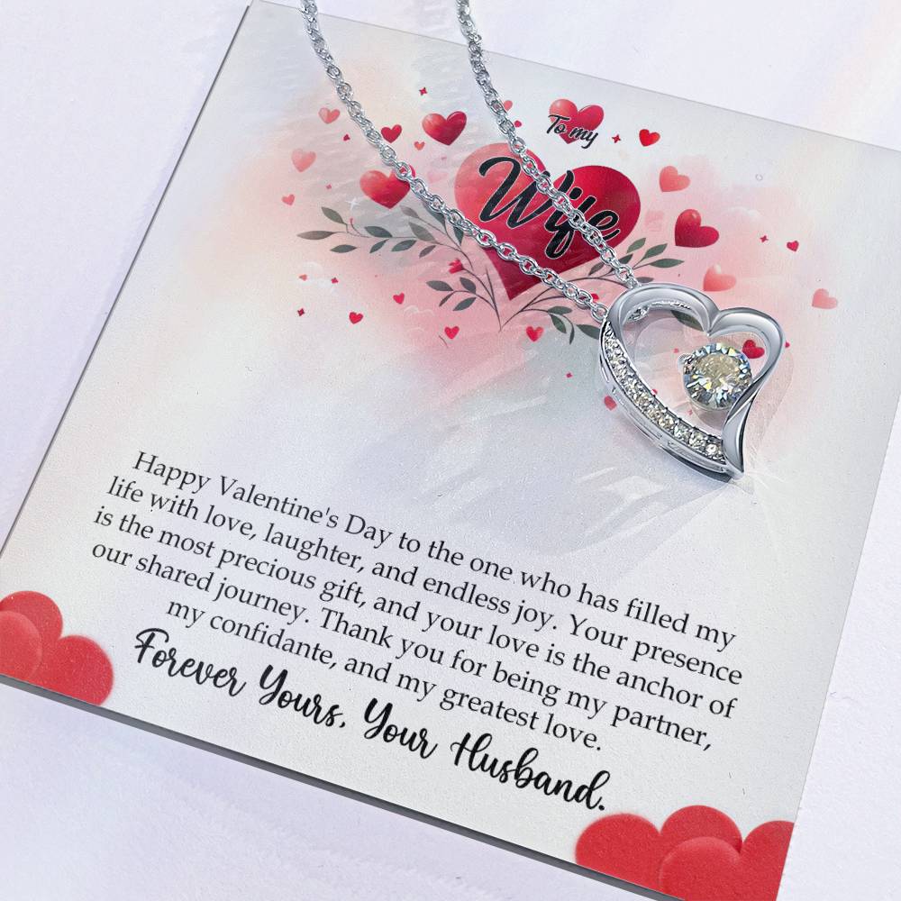 Valentine-st11a Forever Love Necklace, Gift to my Wife with Beautiful Message Card