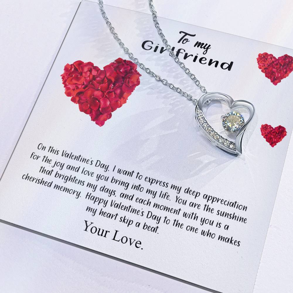 valentine-17c Forever Love Necklace, Gift to my Girlfriend with Beautiful Message Card