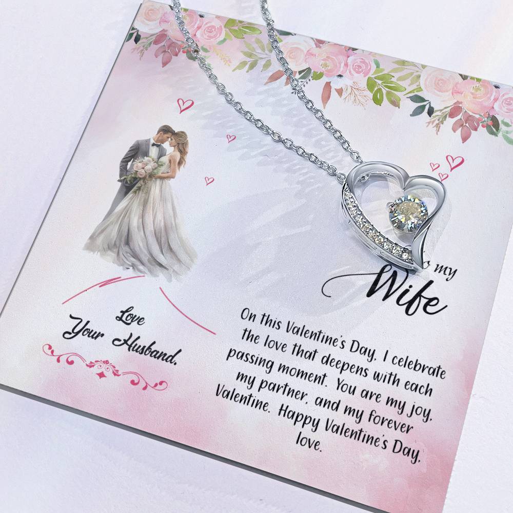 valentine-6a Forever Love Necklace, Gift to my Wife with Beautiful Message Card