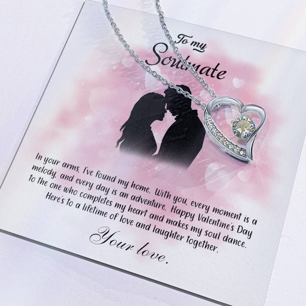 valentine-5b Forever Love Necklace, Gift to My Soulmate with Beautiful Message Card