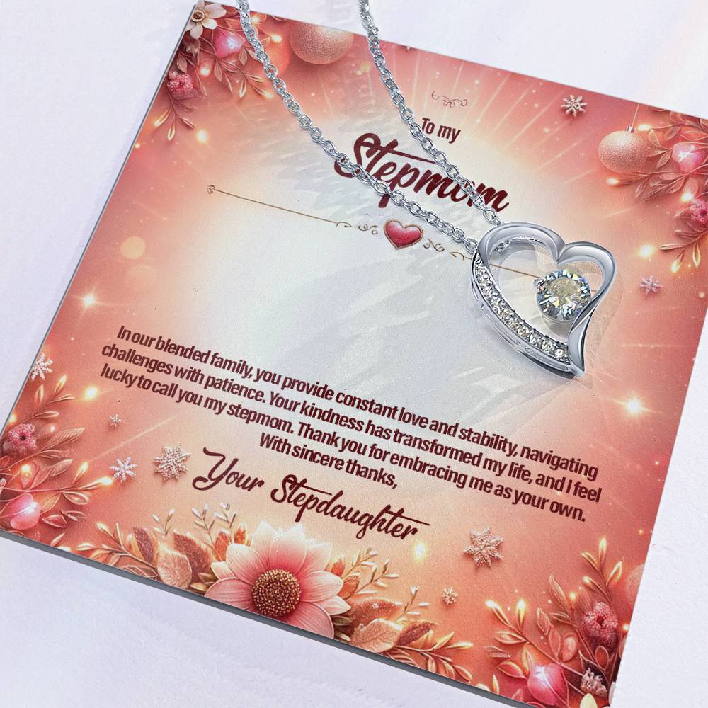 4051b Forever Love Necklace, Gift to my Stepmom with Beautiful Message Card