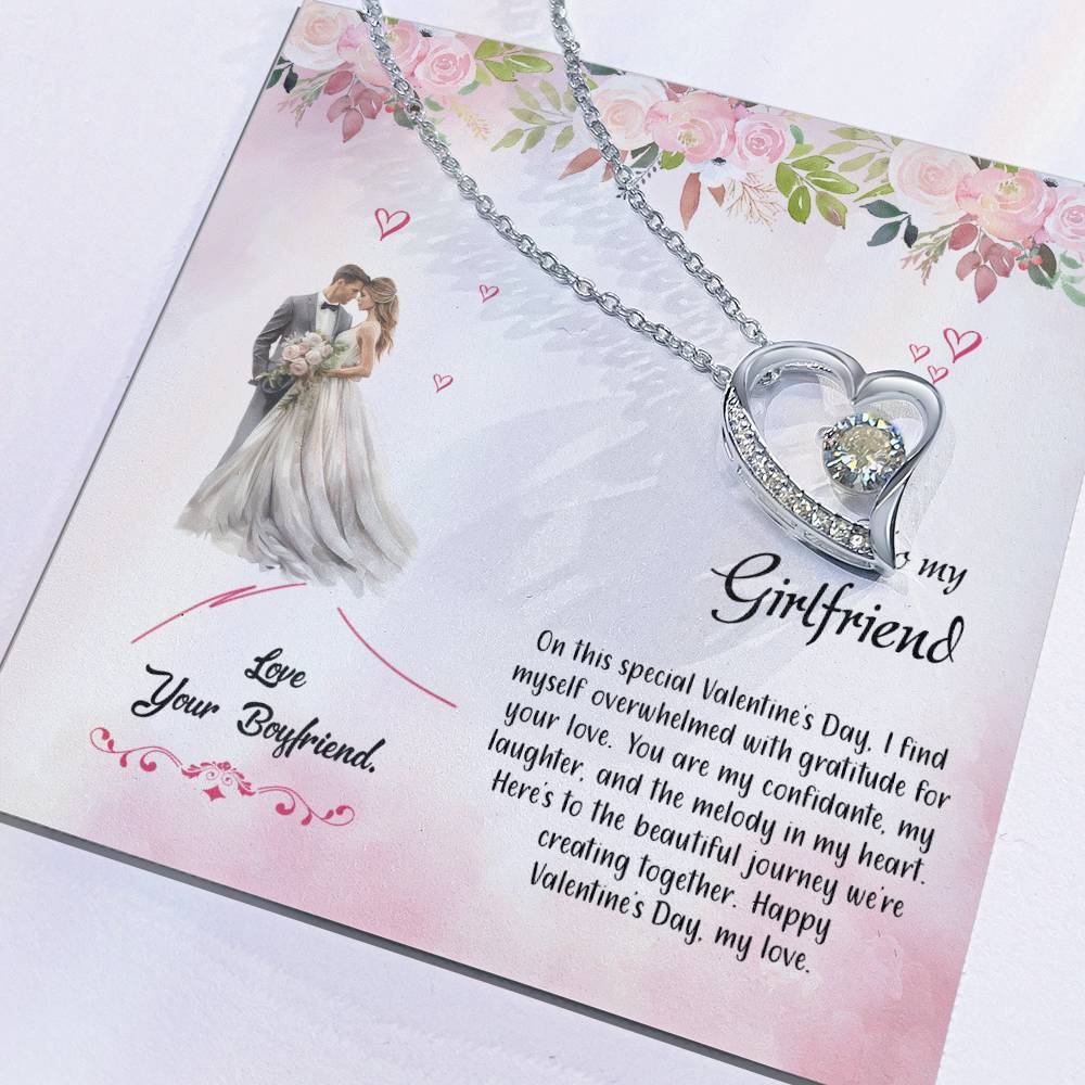 valentine-6c Forever Love Necklace, Gift to my Girlfriend with Beautiful Message Card