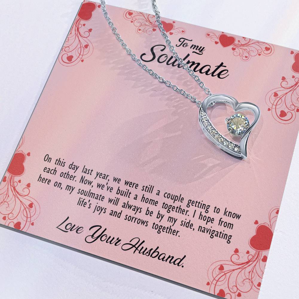 valentine-29b Forever Love Necklace, Gift to My Soulmate with Beautiful Message Card