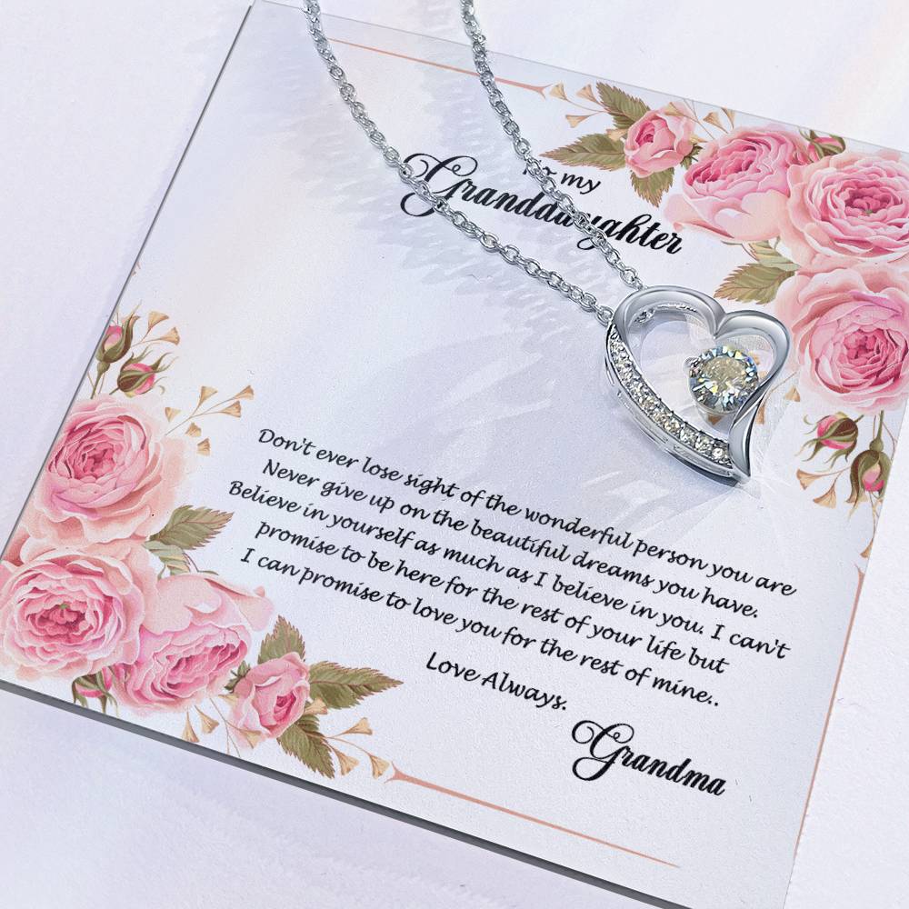 4034 (a) Forever Love Necklace, Gift to my Granddaughter with Beautiful Message Card