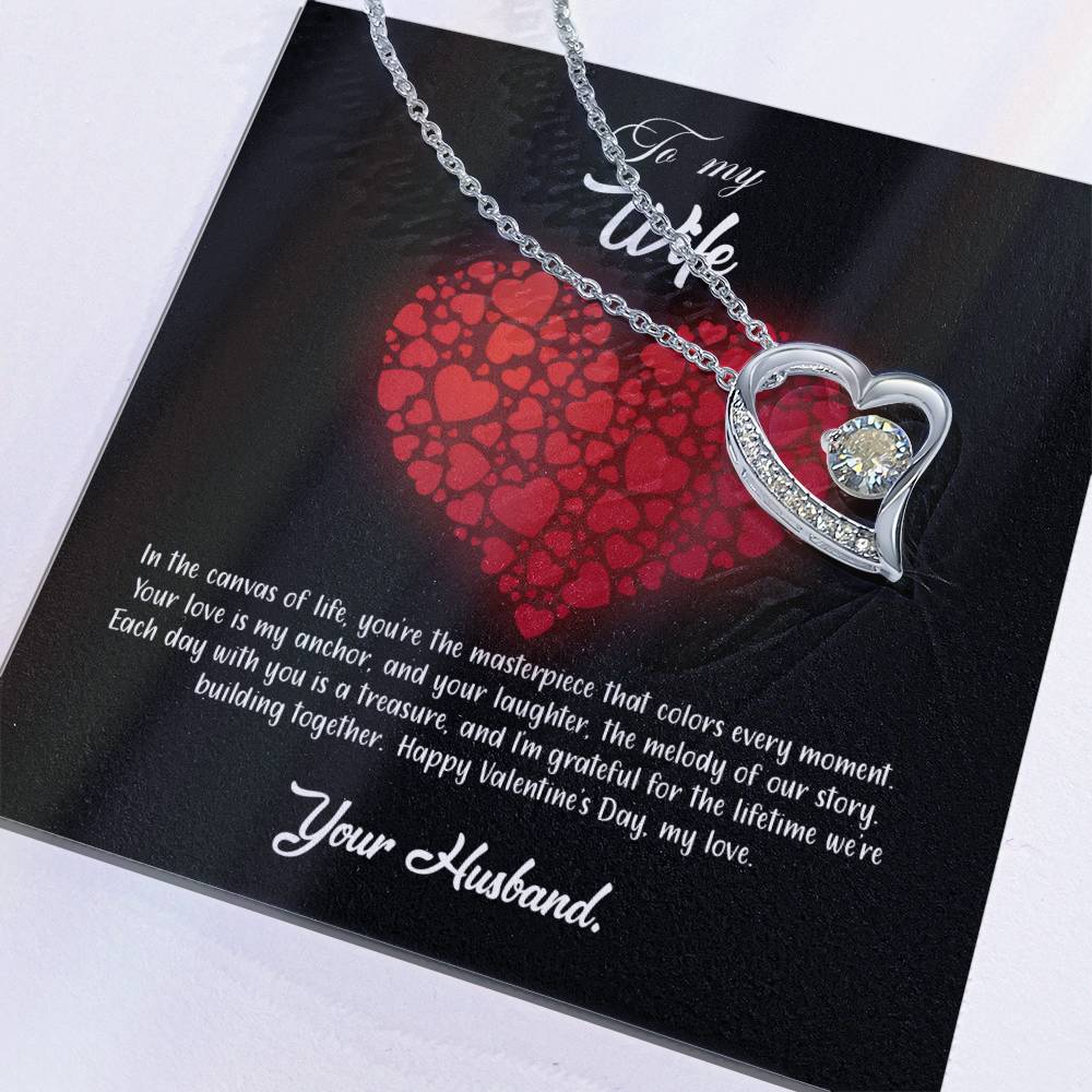 valentine-23a Forever Love Necklace, Gift to my Wife with Beautiful Message Card