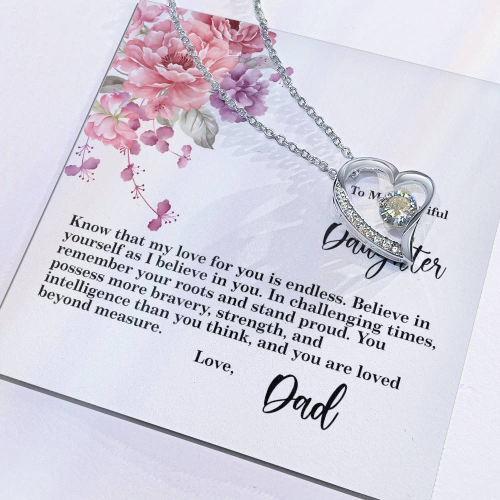 4027b Forever Love Necklace, Gift to my Daughter with Beautiful Message Card