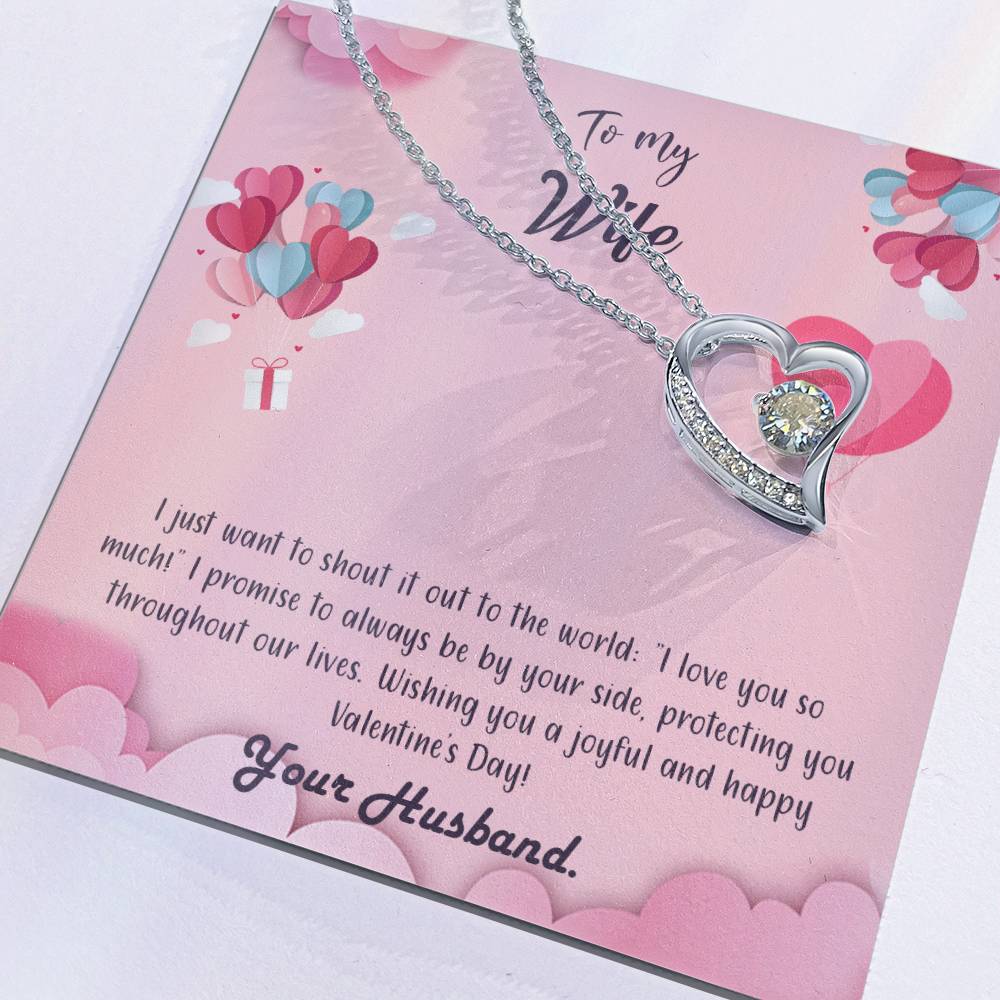 valentine-28a Forever Love Necklace, Gift to my Wife with Beautiful Message Card