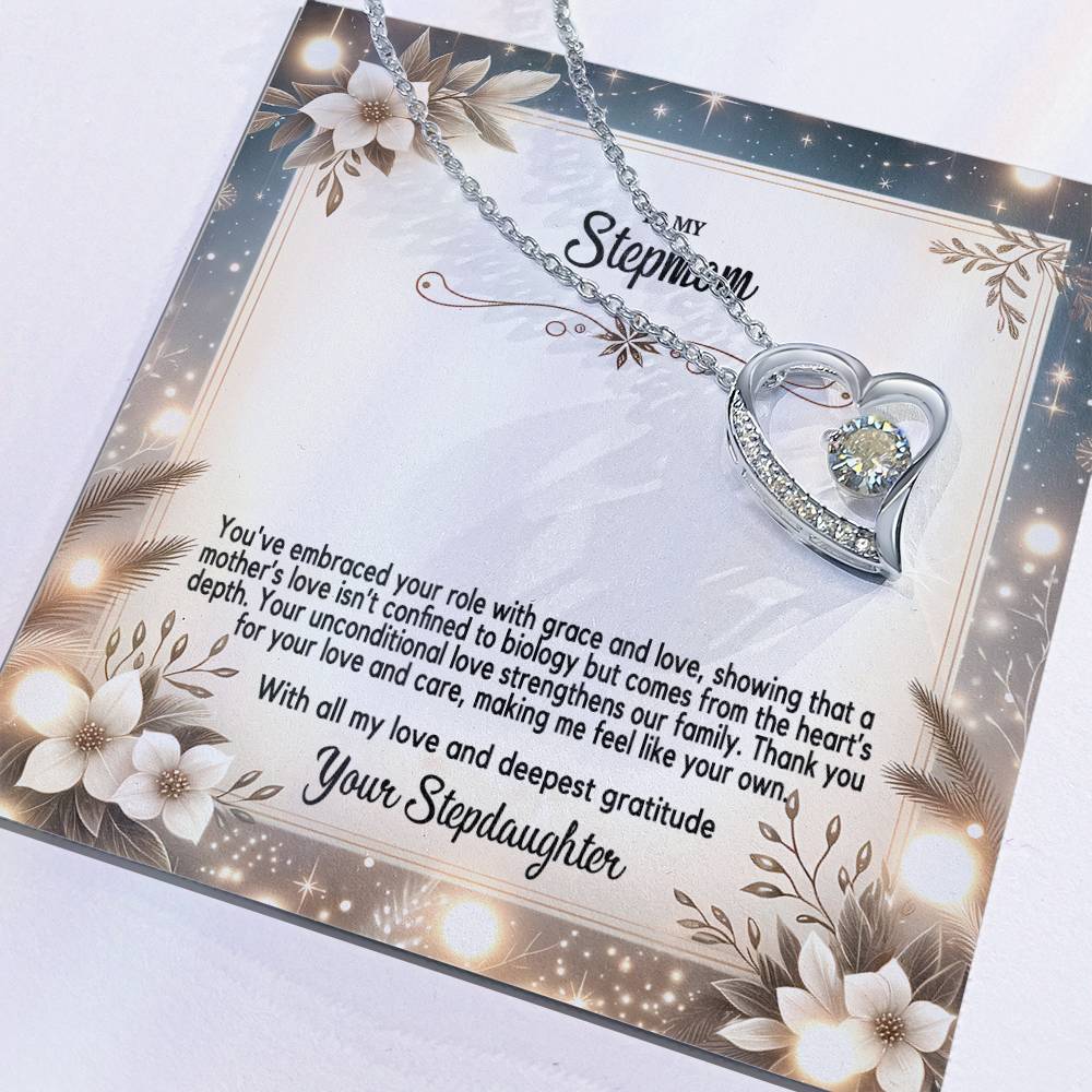 4055(c) Forever Love Necklace, Gift to my Stepmom with Beautiful Message Card