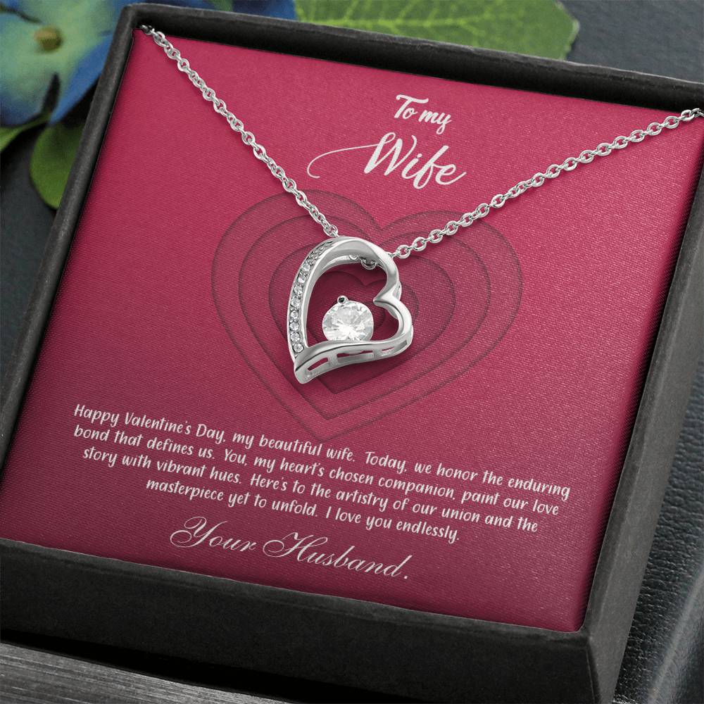 valentine-9a Forever Love Necklace, Gift to my Wife with Beautiful Message Card