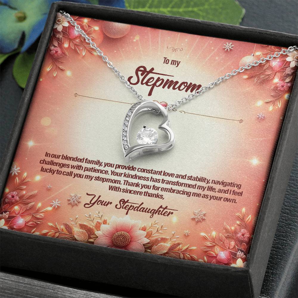 4051b Forever Love Necklace, Gift to my Stepmom with Beautiful Message Card