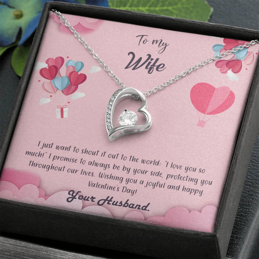 valentine-28a Forever Love Necklace, Gift to my Wife with Beautiful Message Card