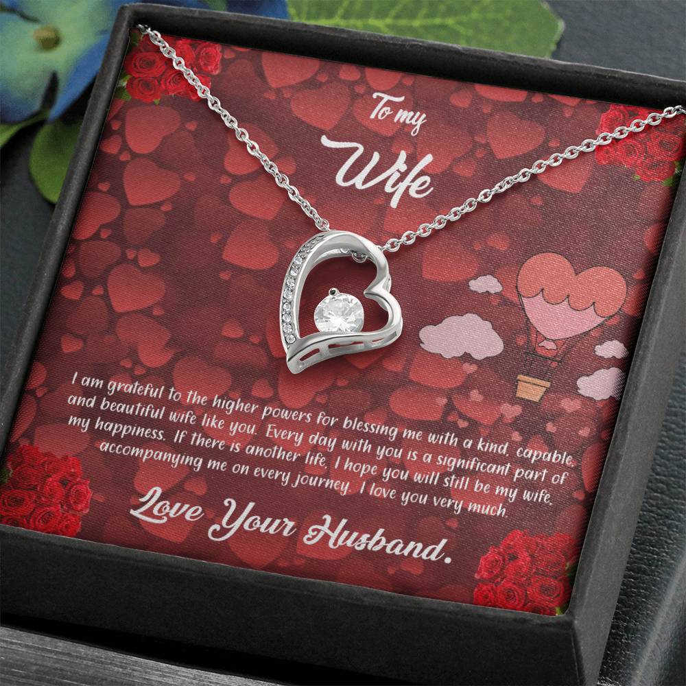 valentine-27a Forever Love Necklace, Gift to my Wife with Beautiful Message Card