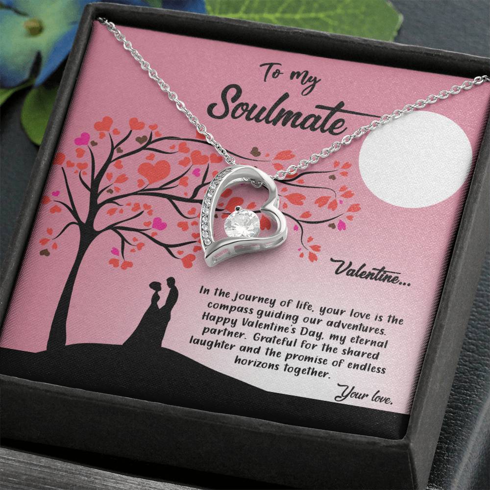 valentine-13b Forever Love Necklace, Gift to My Soulmate with Beautiful Message Card