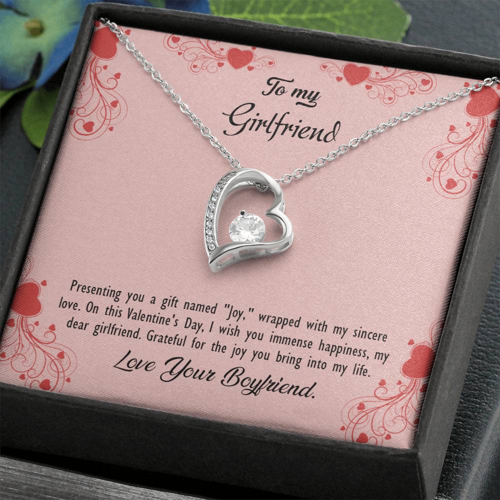 valentine-29c Forever Love Necklace, Gift to my Girlfriend with Beautiful Message Card