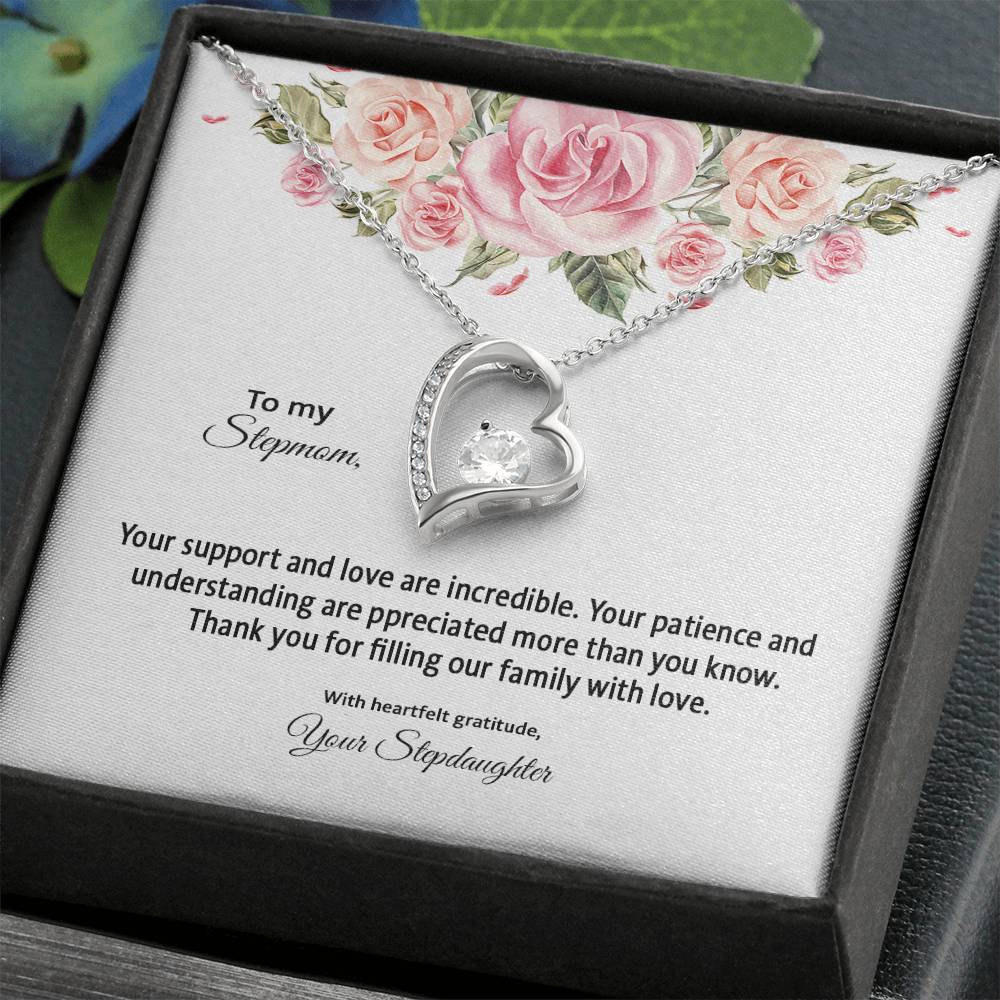 4031d Forever Love Necklace, Gift to my Stepmom with Beautiful Message Card