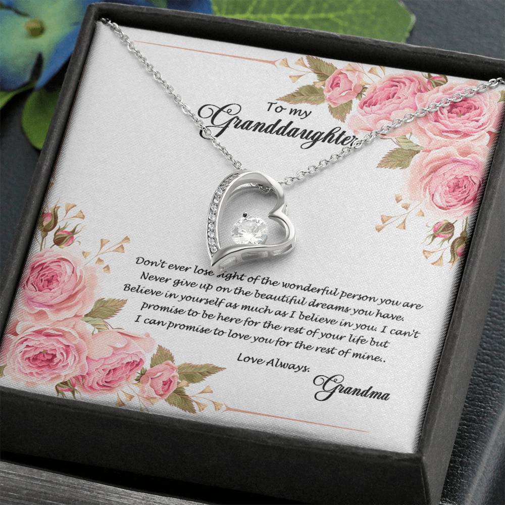 4034 (a) Forever Love Necklace, Gift to my Granddaughter with Beautiful Message Card